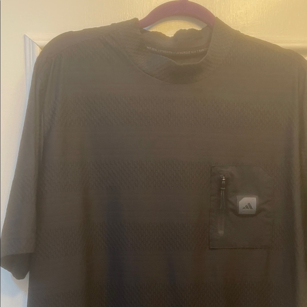 Adidas Men's Dark Gray Tee with Zipper Pocket